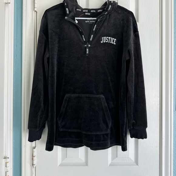 Justice Other - Justice Velour Black Hoodie size 18/20